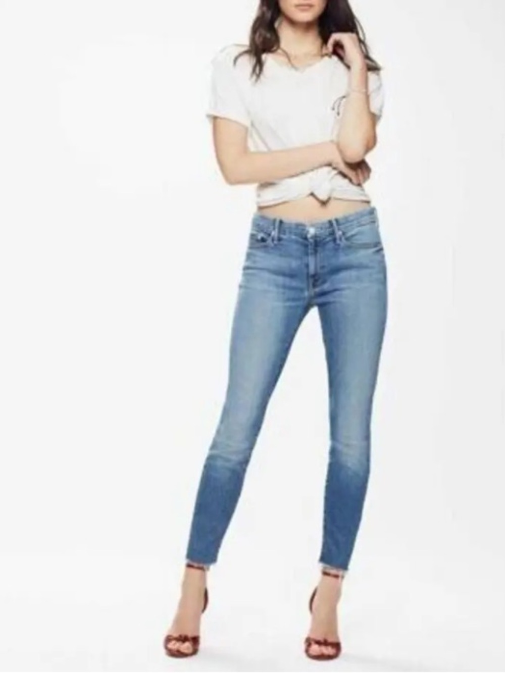 Mother jeans The Looker ankle fray skinny stretch jeans Size 27 - Picture 2 of 9